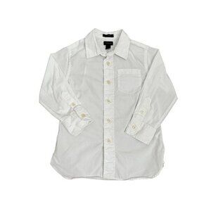 Crewcuts Ludlow Boys White Button-Down Shirt Size 3 Cotton Blend Long-Sleeve Wit